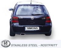 Simons Edelstahl Sport Auspuffanlage 85/150 mm flachoval fr VW Golf IV V6 4-motion Baujahr 96-