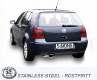 Simons Edelstahl Sport Auspuffanlage 85/150 mm flachoval fr VW Golf IV Turbo 1.8T/1.9TDI/1.9SDI Baujahr 96-