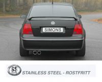 Simons Edelstahl Sport Auspuffanlage 2x80 mm rund fr VW Bora 1.4/1.6/1.8/1.8T/1.9TDI/1.9SDI/2.0/2.3 V5 Baujahr 99-