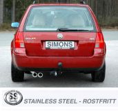 Simons Edelstahl Sport Auspuffanlage 2x80 mm rund fr VW Golf IV Variant 1.8T/1.9TDI/1.9SDI ab Baujahr 98