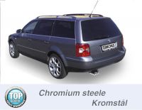 Simons Chromstahl Sport Auspuffanlage 2x80 mm rund fr VW Passat Turbo Limousine/Caravan 1.8T/1.9TDi Baujahr 97-05