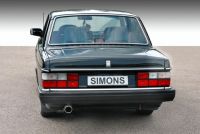 Simons aluminierte Stahl Sport Auspuffanlage 1x90mm rund Volvo 240/242/244/245 Turbo B21/B23 Baujahr 81-