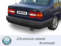 Simons Chromstahl Sport Auspuffanlage 1x85/150mm flachoval Volvo 940 Turbo Limousine/Caravan Baujahr 91-