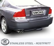 Simons Edelstahl Sport Auspuffanlage 2x70 mm rund fr Volvo S60 R Baujahr 03-