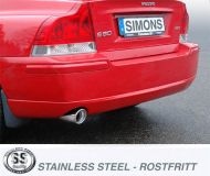 Simons Edelstahl Sport Auspuffanlage 1x100 mm rund fr Volvo S60 Turbo 2WD 2.0T/2.4T/2.5T/T5/2.4D/D5 Baujahr 01-