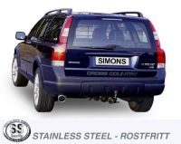 Simons Edelstahl Sport Auspuffanlage 1x100mm rund Volvo V70 XC 4WD XC70 2.4T/2.5T/D5 Baujahr 01-