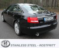 Simons Edelstahl Duplex Sport Auspuffanlage 1x100 mm rund fr Audi A6 (4F) 2.0 TFSi Limousine/Avant Baujahr 2005-2011